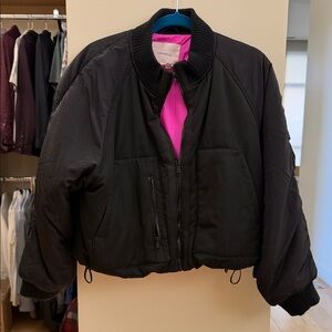 Anthropologie Black Bomber Jacket